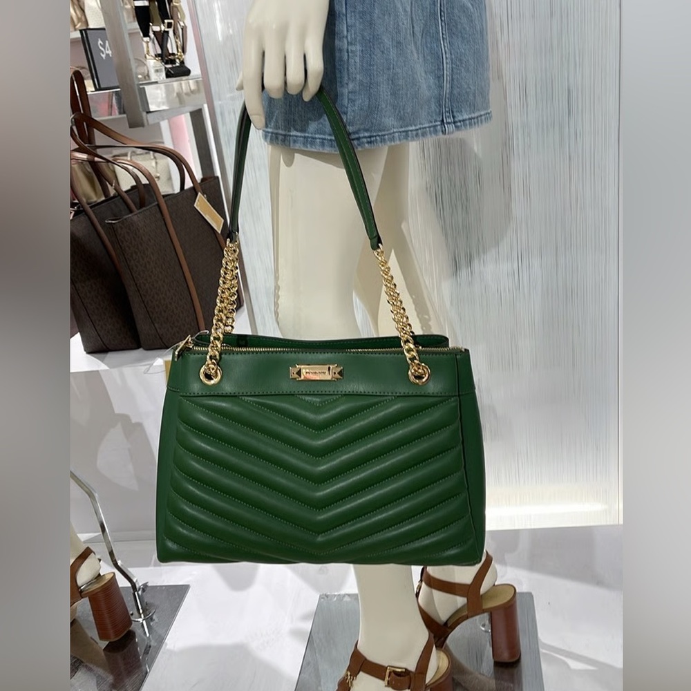 MICHAEL KORS Whitney Medium Chain Shoulder Tote in Fern Green NWT & Dust Bag - Picture 3 of 12